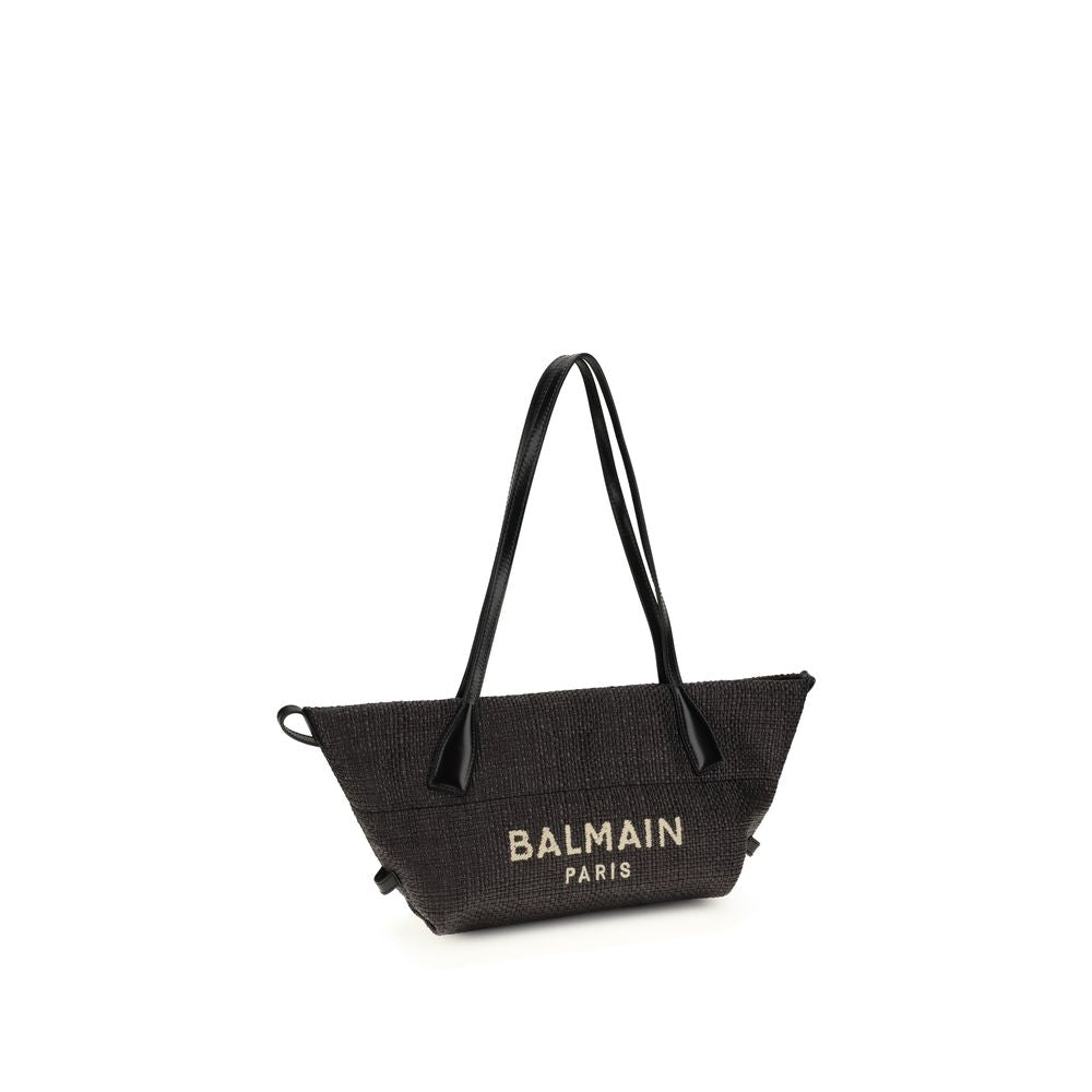 Balmain Black Raffia Shoulder Bag