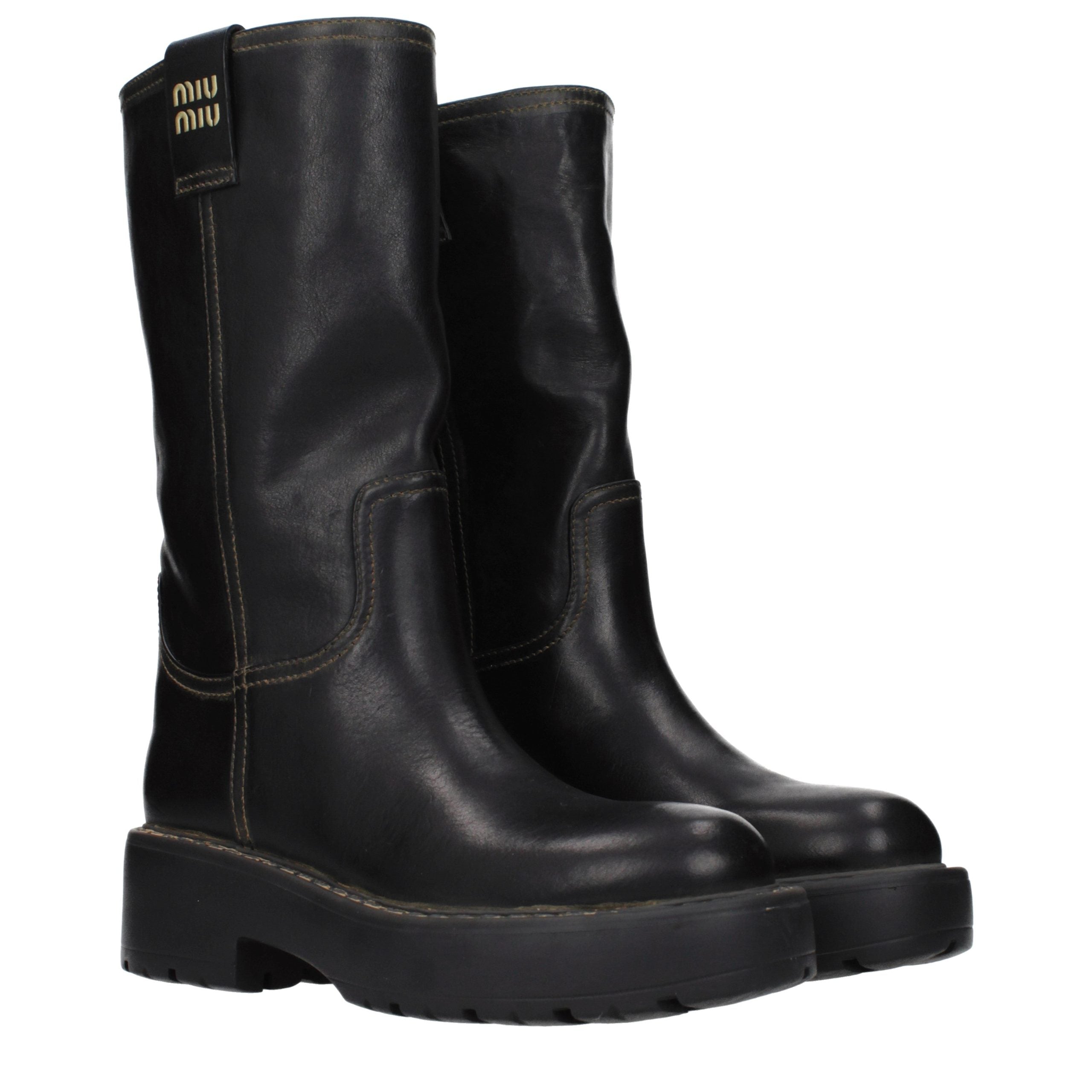 Miu Miu Black Leather Boots