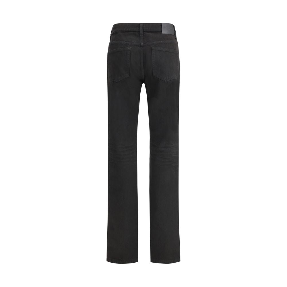 Saint Laurent Black Cotton Straight-Leg Jeans