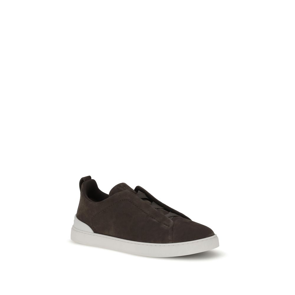 ZEGNA Black Calf Leather Bos Taurus Low Top Sneakers