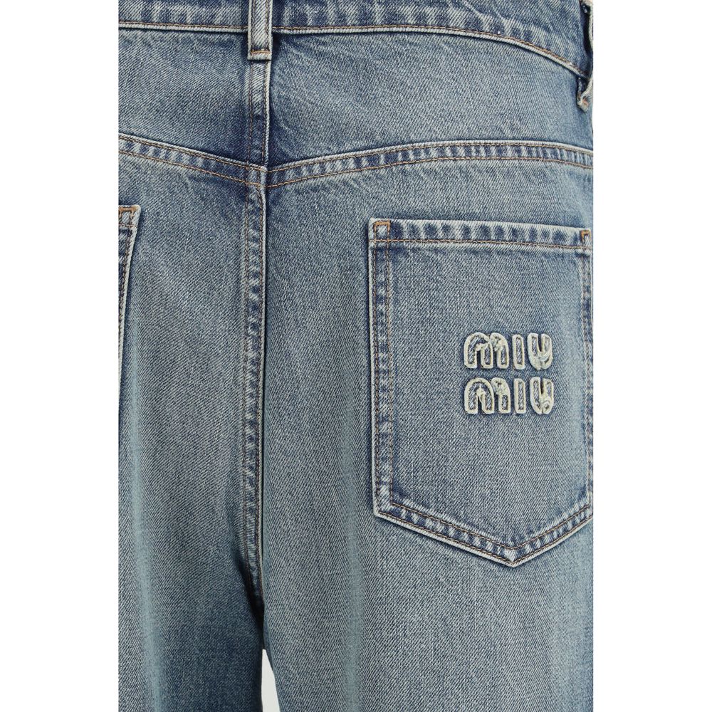 Miu Miu Blue Cotton Straight-Leg Jeans